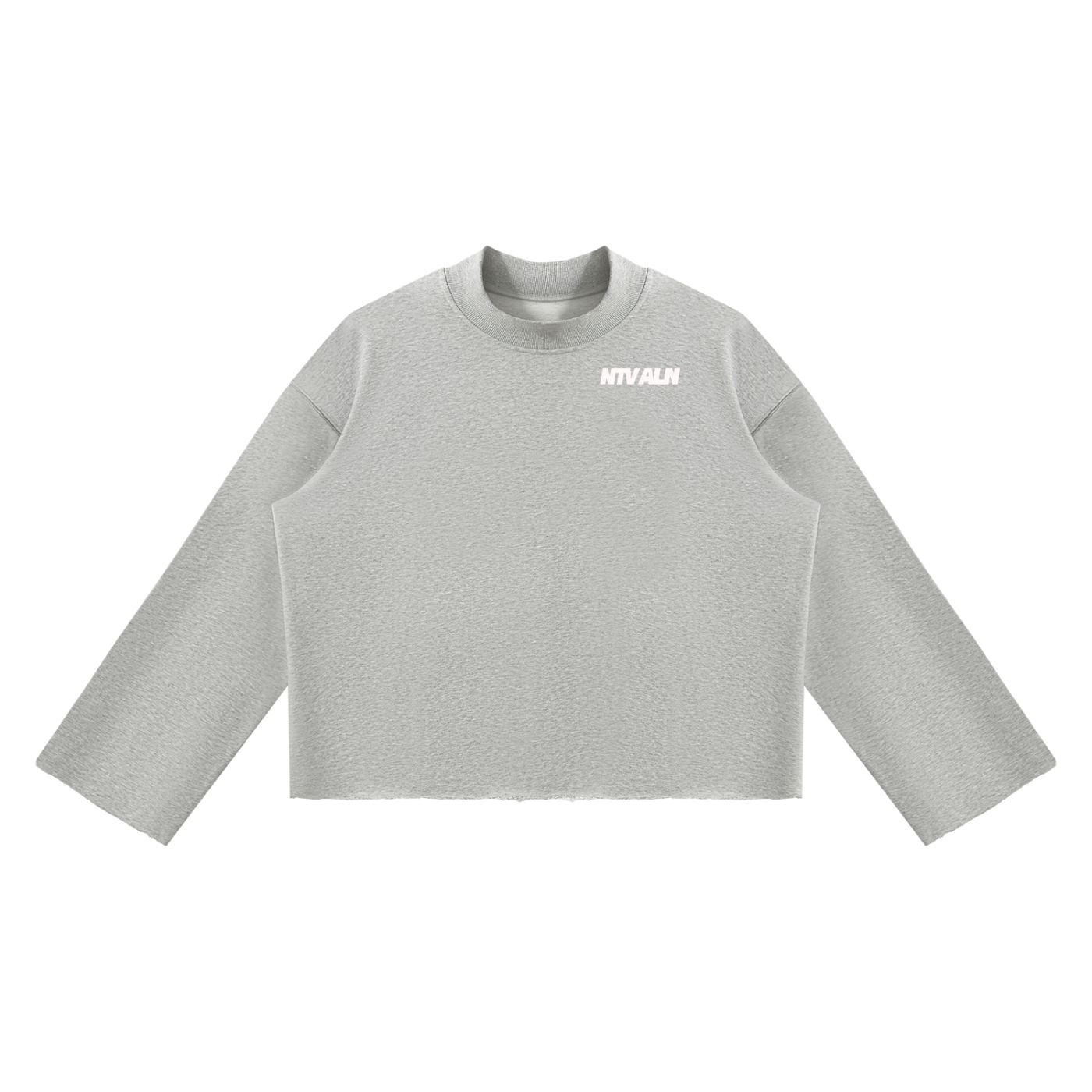 Existentail Mock Neck Raw Edge Boxy Sweatshirt