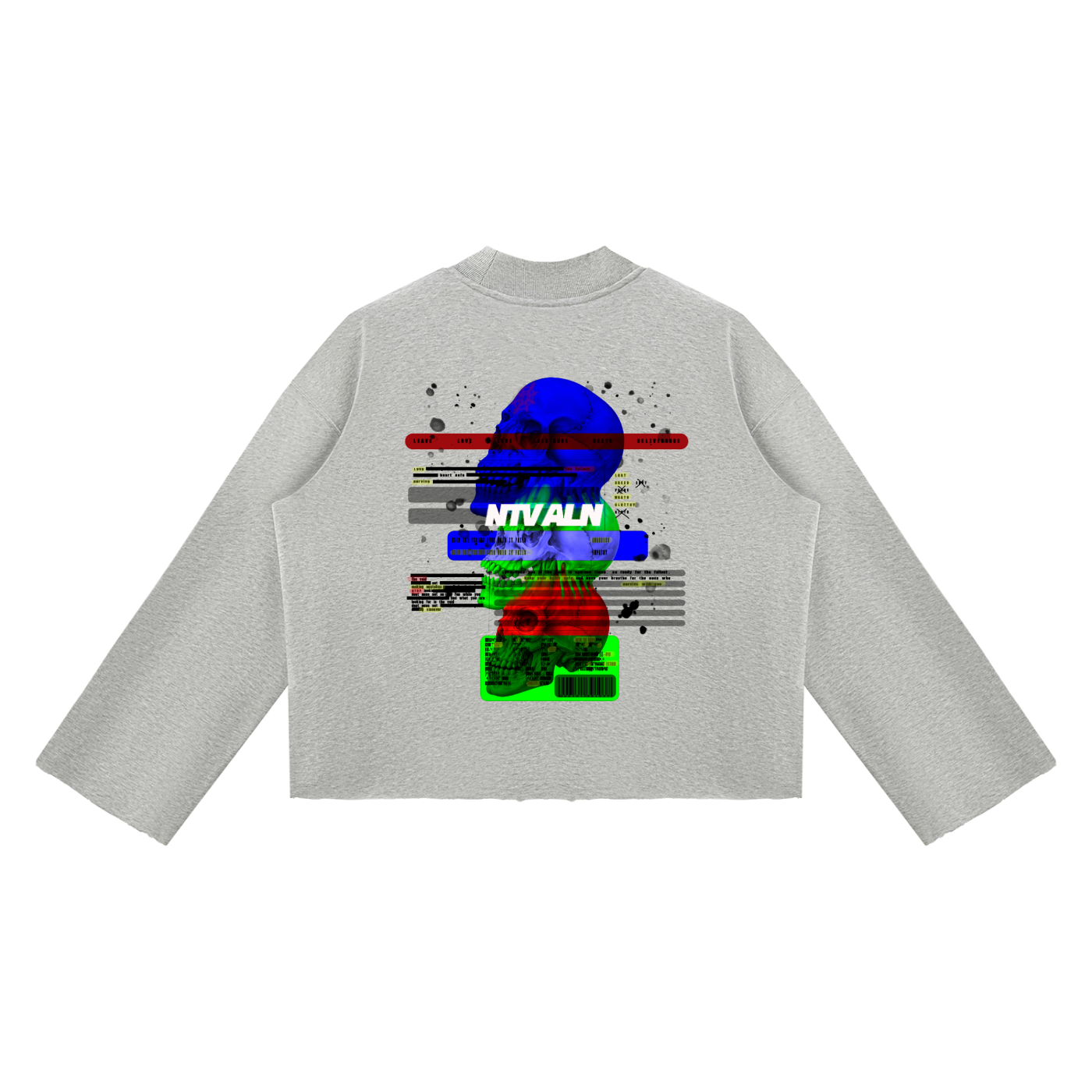 Existentail Mock Neck Raw Edge Boxy Sweatshirt
