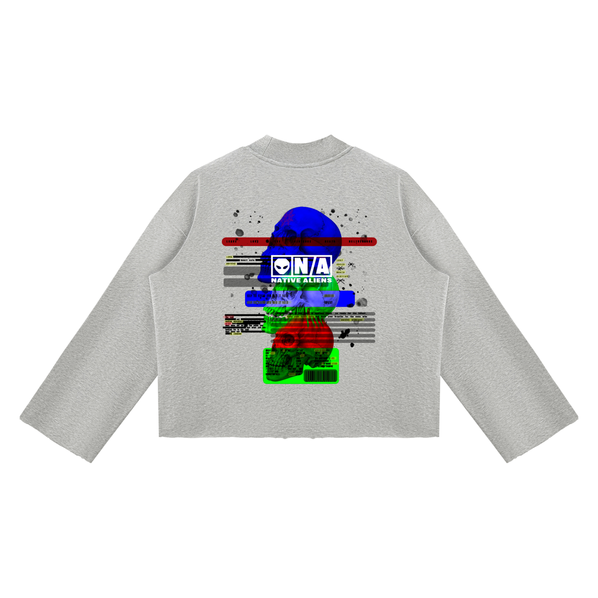Existentail Mock Neck Raw Edge Boxy Sweatshirt
